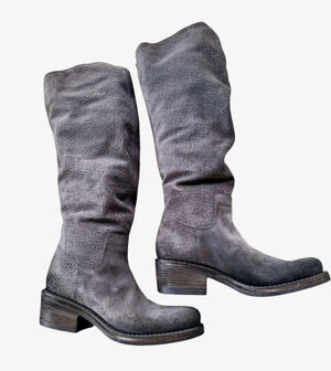 NIB Vic Gray Italian Soft Leather Riding Boots Sz 36 It Size 6US msrp $405.00